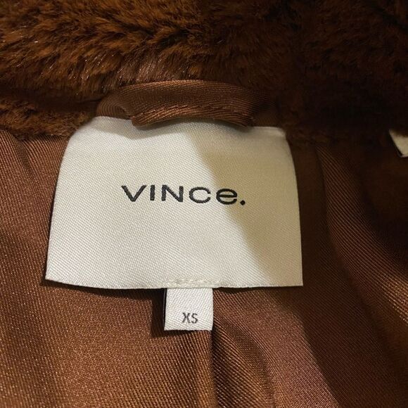 Vince X Revolve Faux Fur Mahogany Brown Belted Coat Ultra Chic Soft Quiet Luxury - Picture 10 of 14